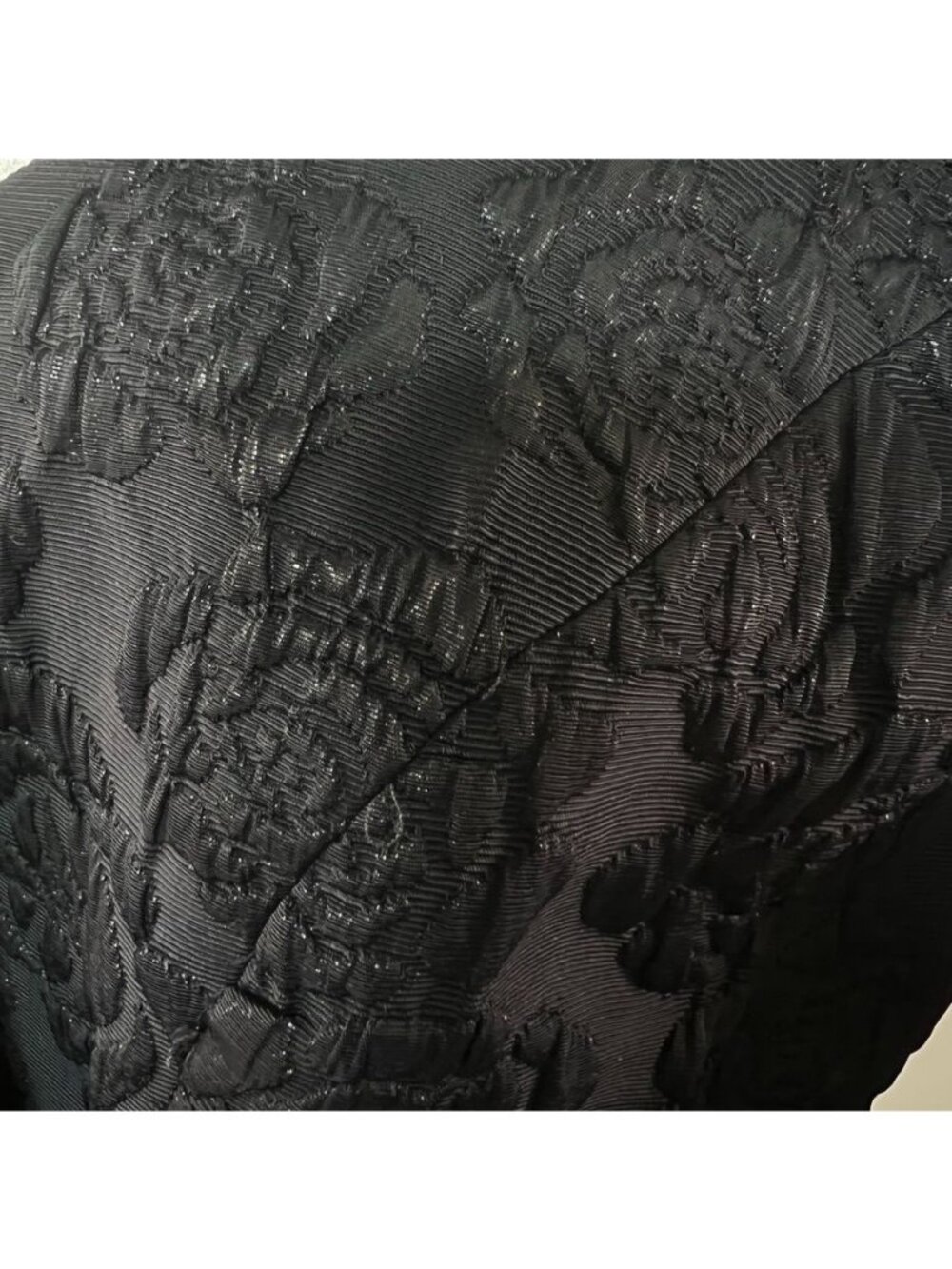 Anne Fontaine Nejia Black Rose Jacquard Wool Peplum Jacket Top Romantic Chic 6 - Picture 7 of 16